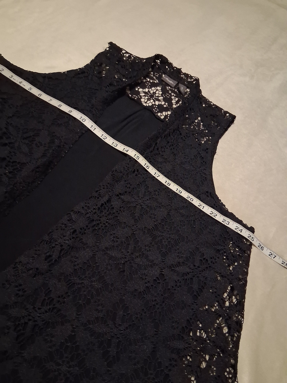 Black Crochet Lace Open Front Vest - - Picture 5 of 6